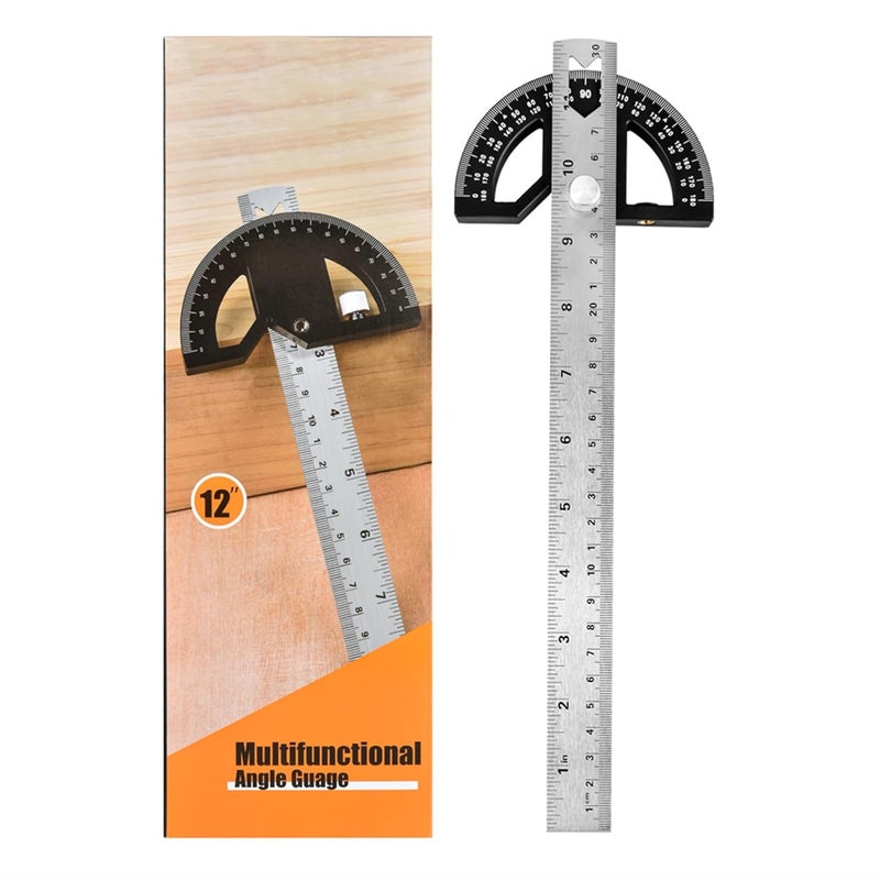 kurras Protractors Angle Ruler Angle Finder Ruler Machinist Protractor Angle Measuring Tool 12-Inch Woodworking Ruler for Woodworking/Carpenter/Construction/Measurement/Hobbyists - Image 1